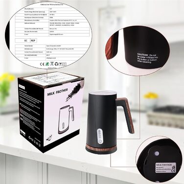 Електричний спінювач молока 4-в-1 – спінювач молока, нагрівач молока з автоматичним відключенням, білий (чорний)