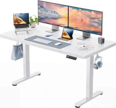 Електричний регульований стіл HUANUO 140x80 см, білий, з безщітковим мотором