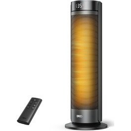 Електричний обігрівач Dreo 23 дюйми (58 см) – 2000 Вт, тихий, з пультом, таймером, осциляцією, 5 режимів, PTC кераміка, для великих приміщень, офісу (чорний)