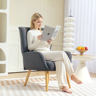 Крісло-рілайнер, крісло для вітальні з стеганим оздобленням, м'яка оббивка з ефектом оксамиту, до 120 кг, сірого кольору