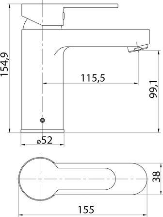 Змішувач для умивальника aquaSu Standard, дворучковий змішувач з водозберігаючою насадкою, змішувач для умивальника, внутрішня частина шпинделя, стандартне кріплення, латунний сердечник, хромований, 795494 (нержавіюча сталь - Sanmix Style)