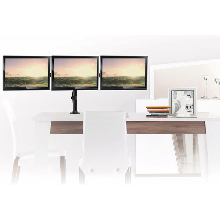 Кріплення для монітора PureMounts для 3 моніторів, 17-32 дюйми, до 8 кг, VESA 75/100, 360° обертання, регулювання висоти та нахилу, чорний