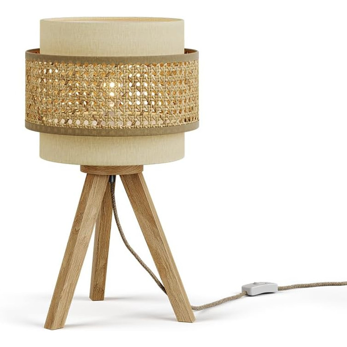 Стійка лампа Vicco Morten з ротангу, 26 x 45 см, для читання, кремового кольору