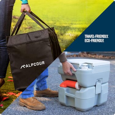 Портативна туалет Alpcour для кемпінгу та подорожей: 20 л бак, мийка, інтегрований злив