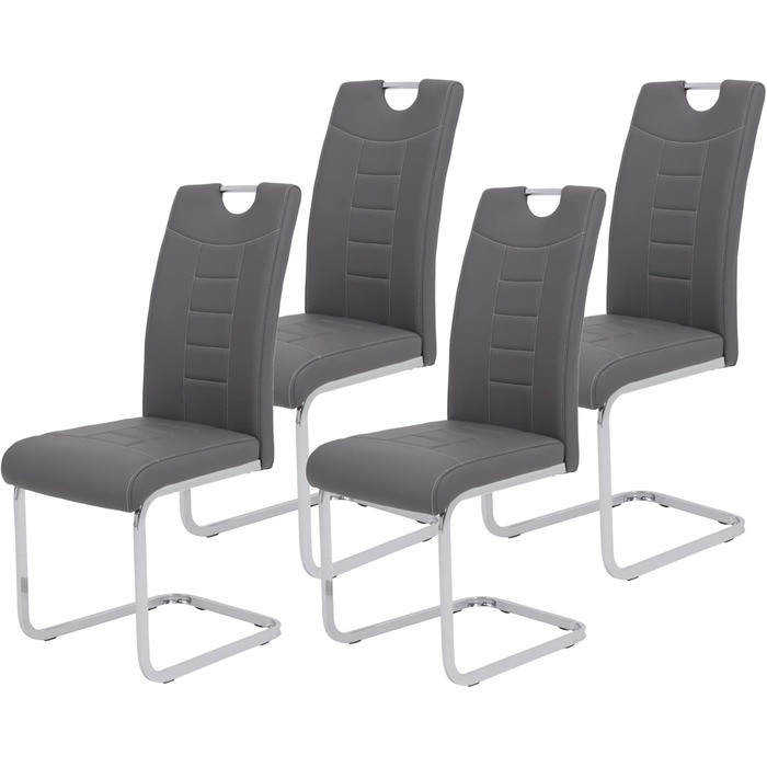 Набір кухонних стільців Hela Ruby, 4 шт., сірий, штучна шкіра, металевий каркас, 140 кг