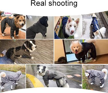 Макінтош для собак, 2-компонентний костюм, дощовик для собак, капюшон, отвір для повідця, регульована куртка для середніх та великих собак - сірий XL