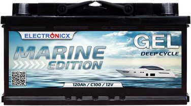 Гелева батарея 12 В 140 Ач Marine Edition технологія GEL, сонячна батарея для човна, автофургони, міцна надійна батарея для кемпінгу на човні Sola (120 Ач)