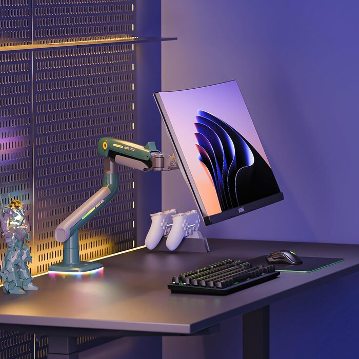 Кріплення для монітора NB Ergonomic для Ultrawide (60 дюймів), RGB, VESA 75/100, до 20 кг (зелене)