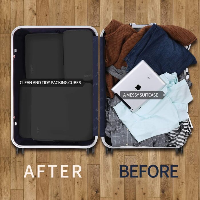 Набір компресійних органайзерів для одягу в подорожі Eono by Amazon, 4 шт, темно-синій — стисні навісні сумки для валізи та рюкзака