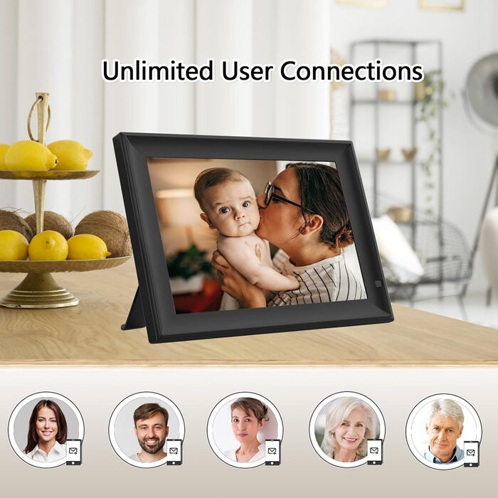 Цифровий фоторамка з Wi-Fi, 10.1 дюйма, сенсорний екран, 32GB, Frameo