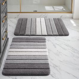 Двопакетні килимки для ванної кімнати DEXI, 40 x 60 см, антиковзаючі, м'які, швидковисихаючі, сірі (2 шт.)