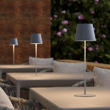 Набір з 2 LED-лампами настільними бездротовими, USB-C, диммування, сенсорне управління, для вулиці, кемпінгу, ресторану, тераси (чорний, сірий)