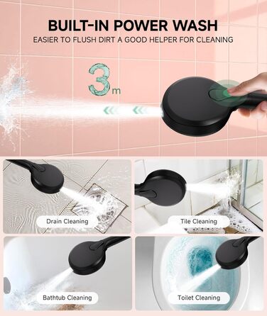 Фільтр для душу SunCleanse з ручним душем, 9 режимів, знімний, для жорсткої води, чорний матовий