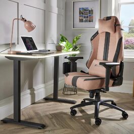 Офісне крісло X Rocker Onyx поворотне тканинна поверхня рожево-сіре