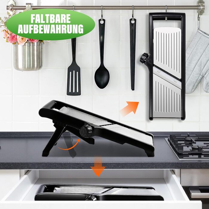 Машхоум (Masthome) тертка для овочів 5-в-1 Mandoline, з нержавіючої сталі, регульована, для овочів, фруктів, картоплі, помідорів, цибулі, 40см