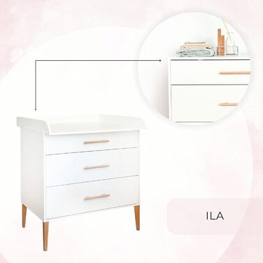 Комод для переодягання ATB ILA з пеленальним столиком - Комплект для дитячої кімнати, білий
