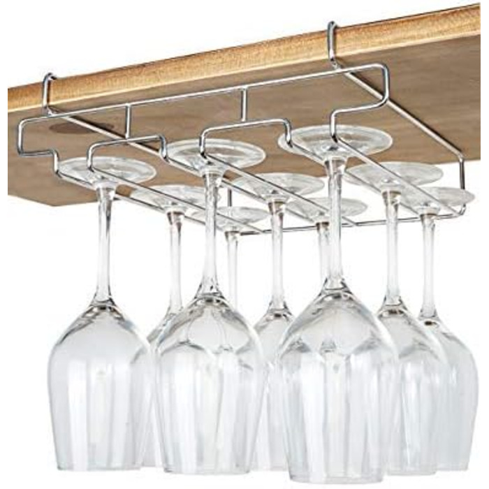 Підставка для склянок BAFVT – 2-ярусна, з нержавіючої сталі, для кріплення під шафку, органайзер для склянок (срібляста)