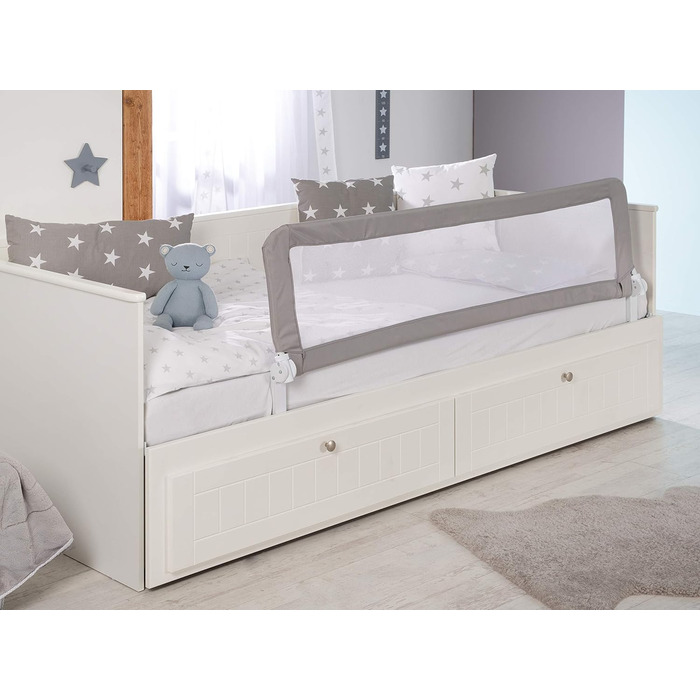 Захисний бортик для ліжка Roba Klipp-Klapp 150x40 см (Сірий) - складаний бортик від випадання для немовлят та дітей, висота 50 см