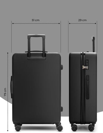 Чохол жорсткий REDOLZ XL 79см ABS 4,14 кг 4 коліщатка та замок TSA Чорний (Essentials 09)