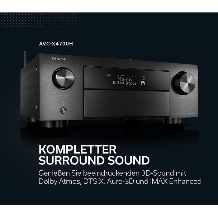 Канальний AV підсилювач Denon AVC-X4700H, 8K, Dolby Atmos, Alexa, HEOS, AirPlay 2, срібло, 9.2-