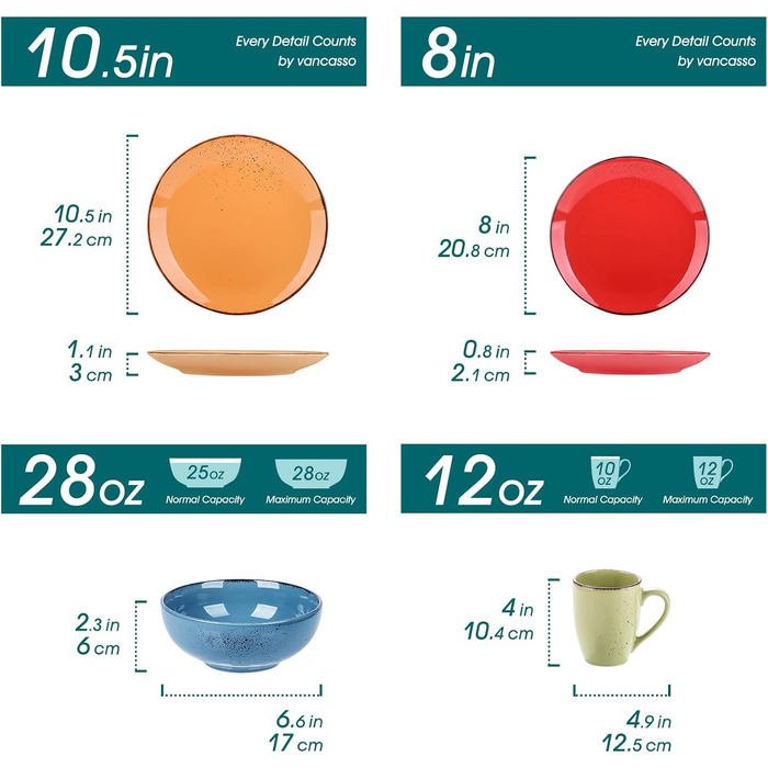 Набір посуду з порцеляни Navia, столовий сервіз із 32 предметів, вінтажний вигляд, дизайн природи (обідній сервіз на 4 особи (16 предметів), синій колір, помаранчевий, червоний, трав'яний зелений)