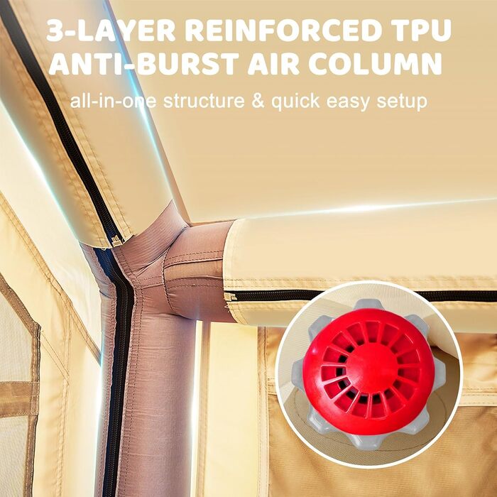 Надувний намет для кемпінгу Oxford 4-6 осіб, водонепроникний, Air Glamping - швидкозбірний намет для відпочинку на природі