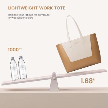 LOVEVOOK Сумка-шоппер з натуральної шкіри, велика, на плечі, для жінок, коричнева (бежево-коричнева, M)