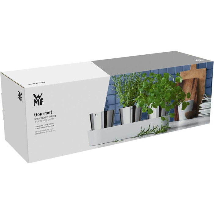 Набір горщиків для трав WMF Gourmet з системою поливу, 3 шт., для кухні, 36x12,5x12,5 см, білий, для свіжих трав