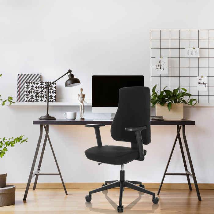 Офісне крісло MATHES, обтягнуте тканиною, чорного кольору. hjh OFFICE