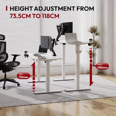 Стол для роботи Sanodesk 160x60 см, регульована висота, електричний, ергономічний, з пам'яттю, білий