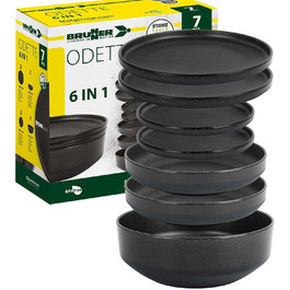 Набір посуду BRUNNER Melamin: 16 предметів (тарілки, чашки) для кемпінгу | 6-в-1 | Стійкий до подряпин, для 2-4 осіб