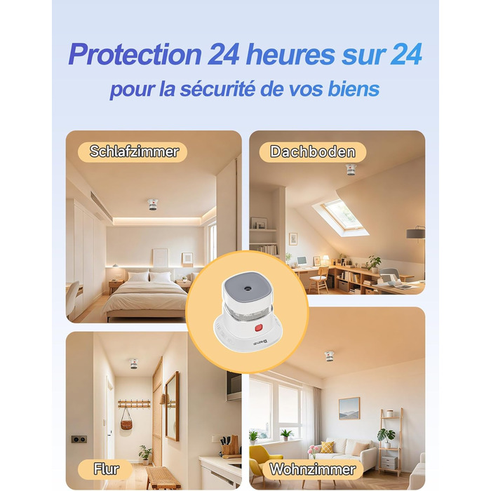 Набір датчиків диму Heiman Mini – 5 шт. з фотоелектричним сенсором, 10 років роботи від батареї, сертифікація EN14604, TÜV, CE, UKCA, DBI, 85 dB, преміум-дизайн