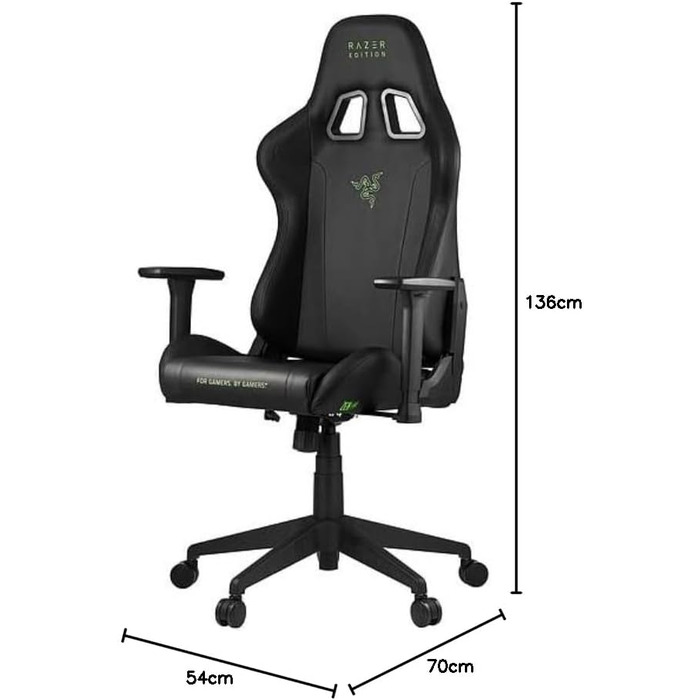 Ігрове крісло Razer TAROK Essentials Edition від Zen Gaming, з підтримкою попереку та шиї, 3D підлокітники, чорний/зелений колір