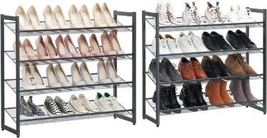 Рівнева полиця для взуття SONGMIC, органайзер для взуття, що складається з 2 шт. абельованих 4-рівневих полиць, що вміщає від 32 до 40 пар взуття, прихована, 8-