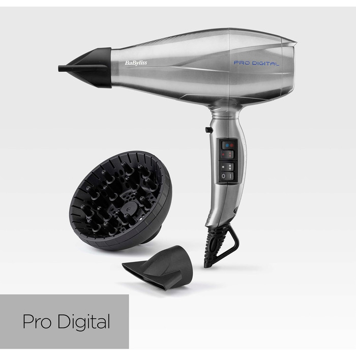 Професійний фен BaByliss Pro Digital 2200 Вт з іонною технологією та керамічним покриттям виробництва Італії, 6000E Single