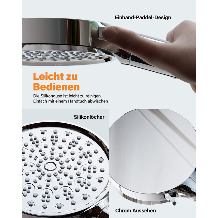 Фільтр для душу Cobbe зі шлангом, ручна лійка з 3 вугільними фільтрами, душова лійка з 6 режимами, високонапірний економний душ з фільтром від накипу для жорсткої води, видаляє 99% хлору, хром