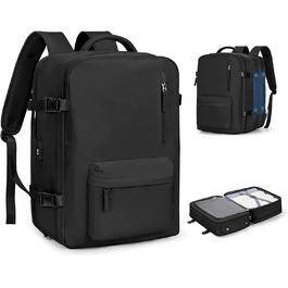 Великий дорожній рюкзак жіночий рюкзак для ручної поклажі чоловічий похідний рюкзак водонепроникний спортивний рюкзак для активного відпочинку повсякденний рюкзак шкільна сумка підходить для ноутбука 14 дюймів з USB-портом для зарядки відділення для взуття (підходить для ноутбуків 15,6 дюймів, O8 чорного кольору (розширення))