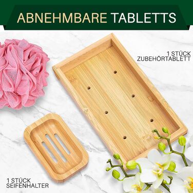 Поличка для ванни SereneLife з бамбука – висувна з подарунковою коробкою, антиковзаюча, для книг, вина, снеків та догляду за собою