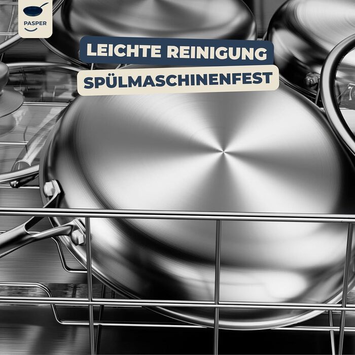 Пательня Pasper Ø 24 см – без PFAS, PTFE та PFOA – для індукційних, електричних, керамічних, газових плит та духовки – нержавіюча сталь з антипригарним покриттям у вигляді стільникового малюнку, придатна для миття в посудомийній машині