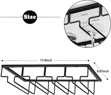 Тримач для келихів вина – органайзер для шафки – металевий тримач для келихів, підставка для вина, кухонний аксесуар (3 ряди, 1 шт.) (Чорний, 4 ряди 2 шт.)