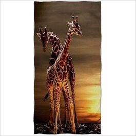 Пляжний рушник Zomer 70x140 см, пляжний рушник з мікрофібри з принтом-забавний жираф і пляж (Жираф 2)