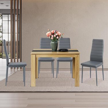 Обідній стіл FURNITABLE, 120x70x75 см, дуб і білий колір, для кухні, мінімалістичний дизайн, на 4 особи