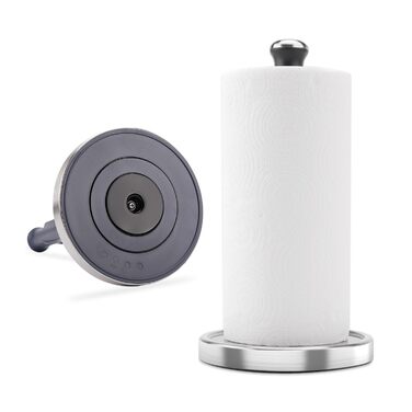 Тримач для паперових рушників KITCHENDAO на стільницю, стійкий сталевий диспенсер з поворотним механізмом та адгезивною основою, чорний