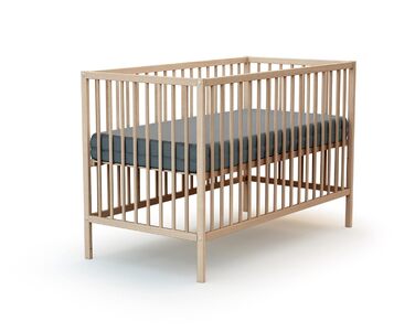 Дитяче ліжко Webaby Holz 60x120cm з бука, натуральний колір, з регульованим дном та бортиками | Від народження | Комфортний сон