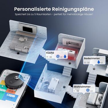 Робот-пилосос Proscenic Q8 Max з функцією миття, 8000Pa, 200хв, станція самоочищення 3л, лазерна навігація, керування через APP, Alexa, Google, Siri