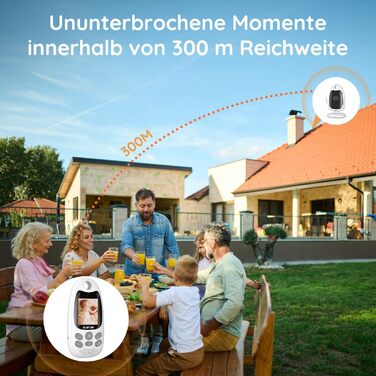 Радіоняня BOIFUN з камерою, відео, нічним баченням, датчиком температури та двостороннім зв'язком - перезаряджувана