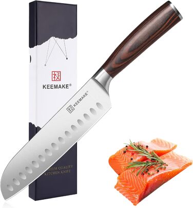 KEEMAKE Набір професійних кухонних ножів Santoku 18 см з карбонової сталі, ергономічна ручка