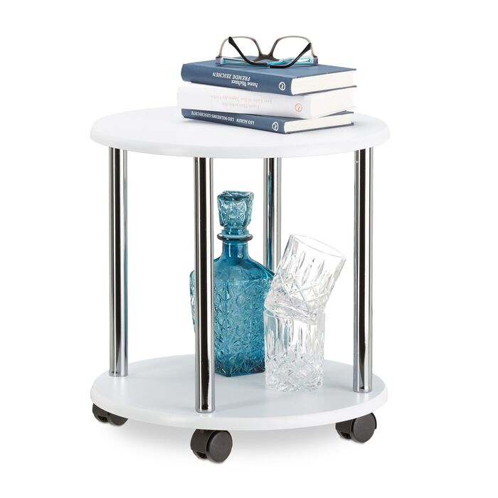 Зручний приставний столик Relaxdays на коліщатках з двома ящиками