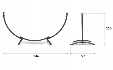 Двомісний гамак SandTropic чорний, тканинний, з металевим стійкою-каркасом, навантаження до 220 кг