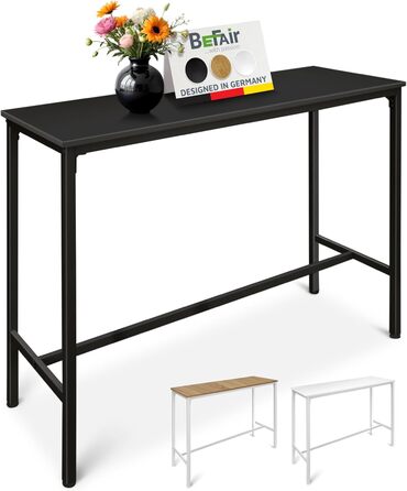 Барний стіл BeFair з дуба та білого кольору, 120x40x100 см, індустріальний стиль, з підніжкою